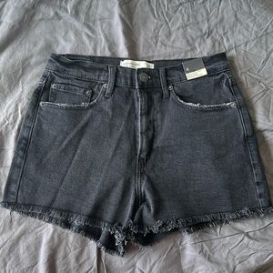 High Rise Black Denim Short